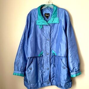 Vintage Mariel Windbreaker Jacket Womens Button Up periwinkle Adult L Pockets